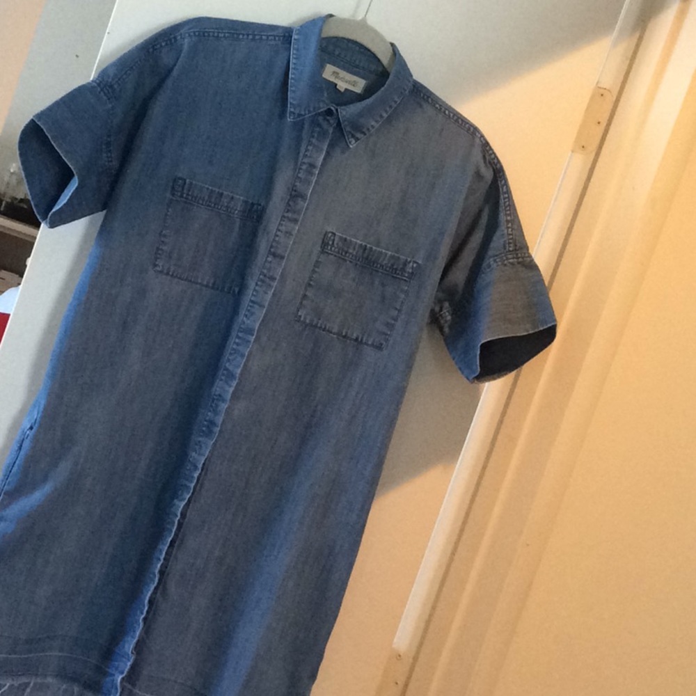 Madewell Denim Drop Hem Mini Shirt Dress
